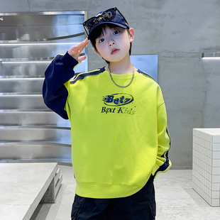 儿童圆领卫衣春秋款2026新款洋气中大童春装男童打底衫男孩内搭潮