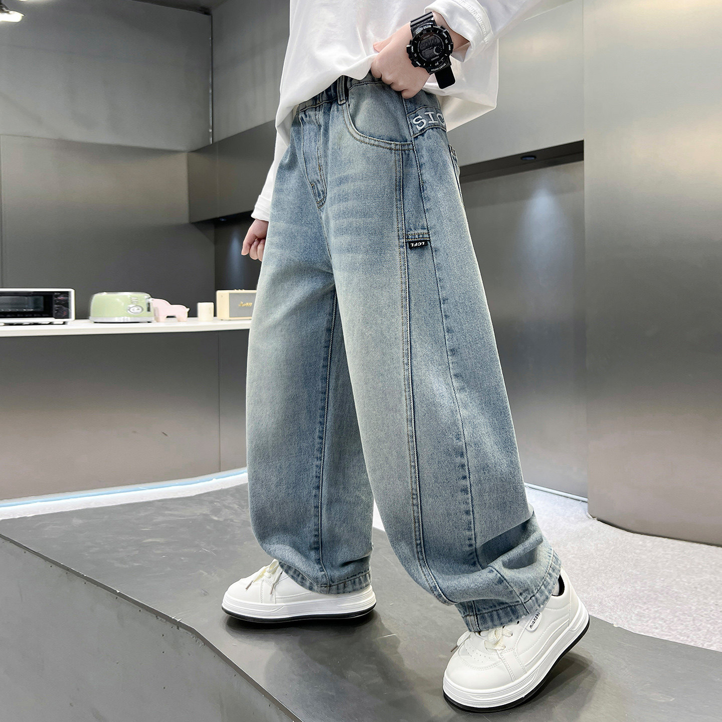 男童牛仔裤春秋款2026新款潮中大童韩版长裤儿童装男孩春季休闲裤