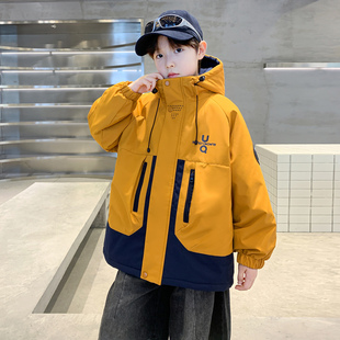 中大童加厚派克服男孩冲锋衣潮 儿童冬季 男童夹棉外套冬款 2025新款