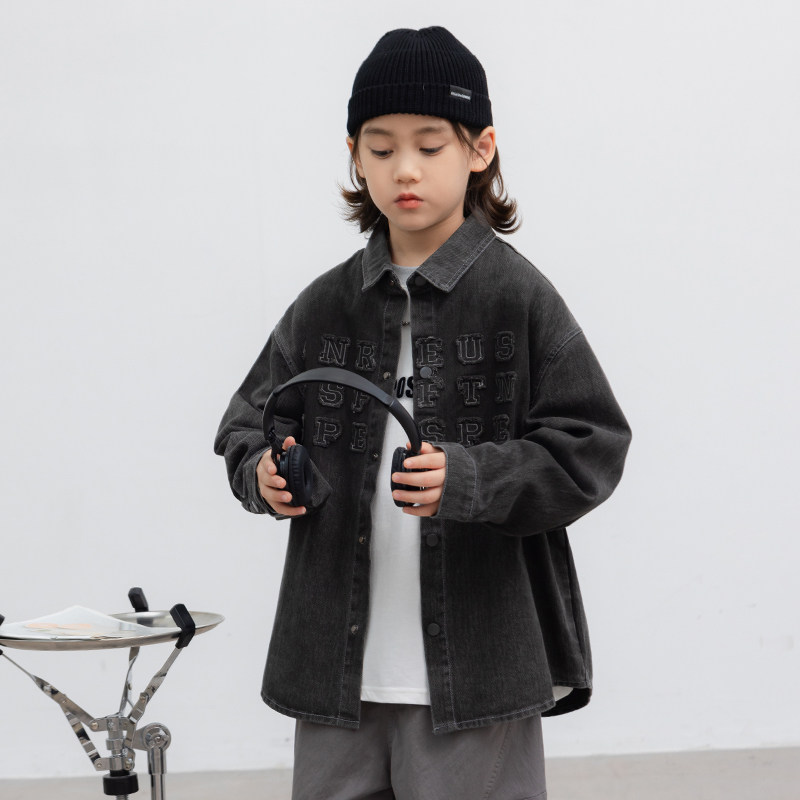 男童牛仔裤外套春款2026炸街中大童春装儿童春秋季牛仔衬衫上衣潮