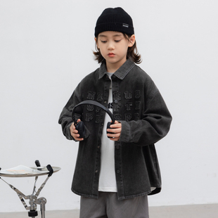男童牛仔裤外套春款2026炸街中大童春装儿童春秋季牛仔衬衫上衣潮