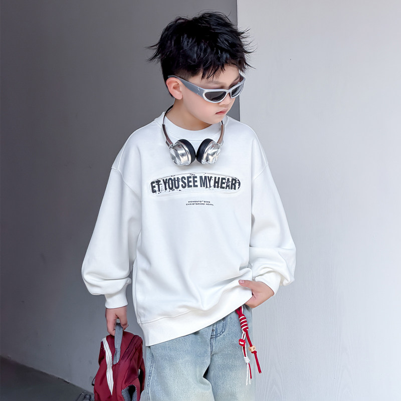 男童卫衣春秋款2026新款儿童春季圆领上衣中大童春装长袖打底衫潮