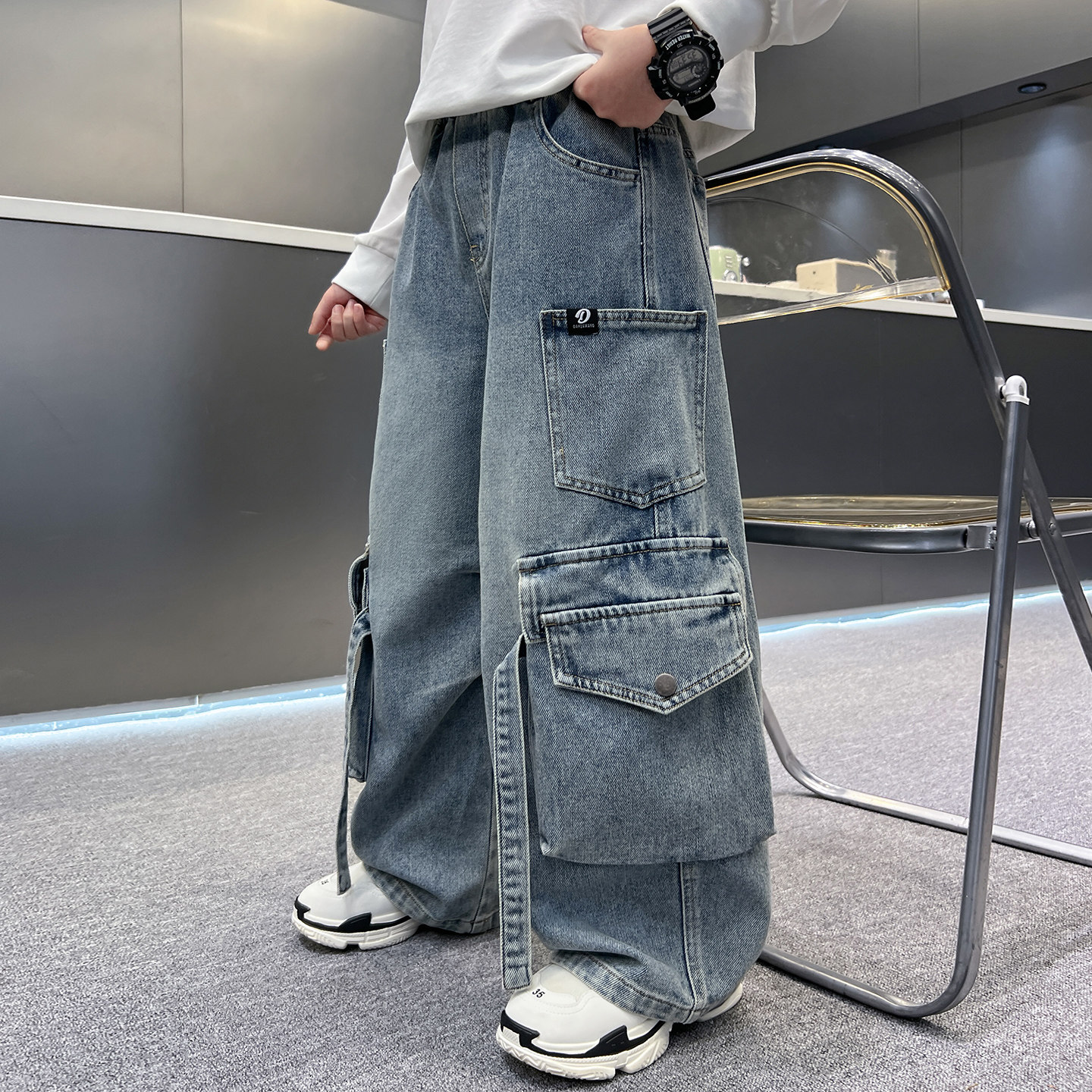 男童工作牛仔裤春秋季2026新款酷帅中大童春款休闲裤儿童休闲裤裤