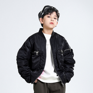 男童夹棉外套秋冬款2025新款中大童二棉加厚夹克儿童外穿上衣冬装