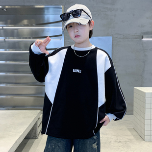 男童圆领卫衣春秋款2026新款洋气中大童春季打底衫儿童男孩内搭潮
