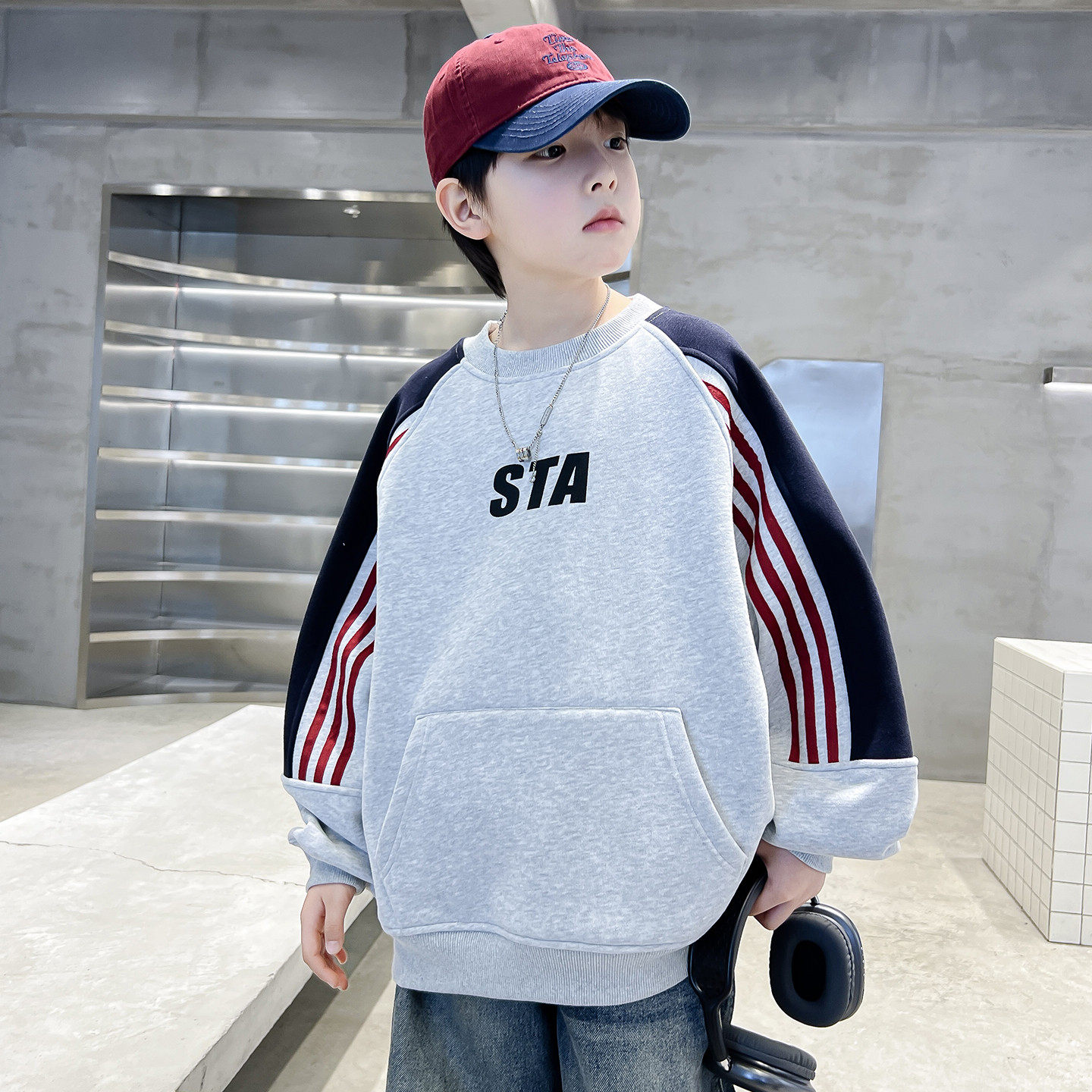 男童一体绒卫衣秋冬2026新款儿童冬款中大童加绒衣服男孩冬季内搭