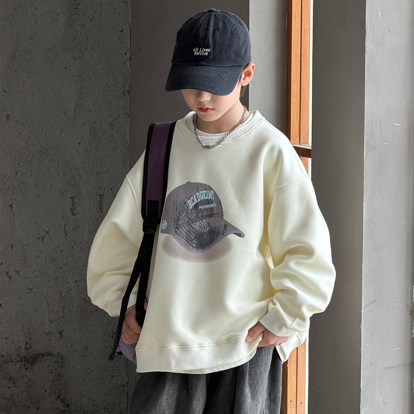 春秋季男童棉混卫衣打底衫百搭潮
