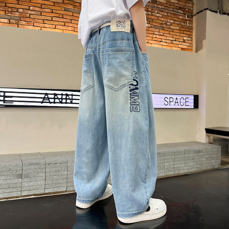长裤棉混牛仔裤口袋裤子透气