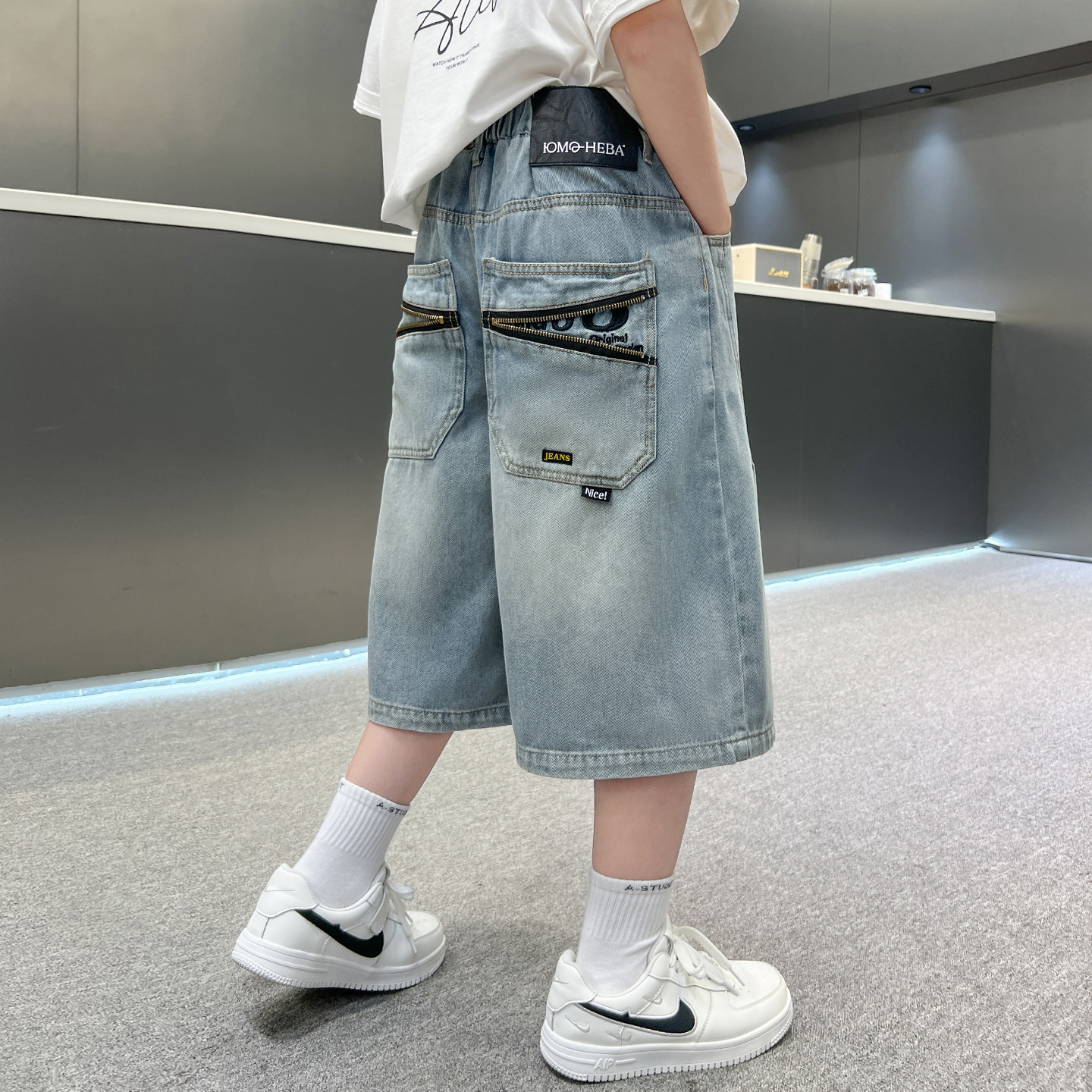 五分裤棉混牛仔短裤裤型裤子透气