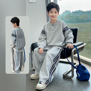 男童卫衣套装春秋款2026新款洋气儿童春季中大童男孩运动两件套潮