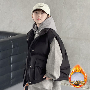 坎肩外穿 儿童背心男孩冬季 男童棉马甲秋冬2025新款 酷帅中大童冬款