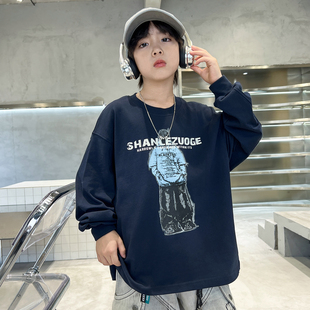 男童圆领卫衣春秋款2026新款洋气儿童春季打底衫中大童春装上衣帅