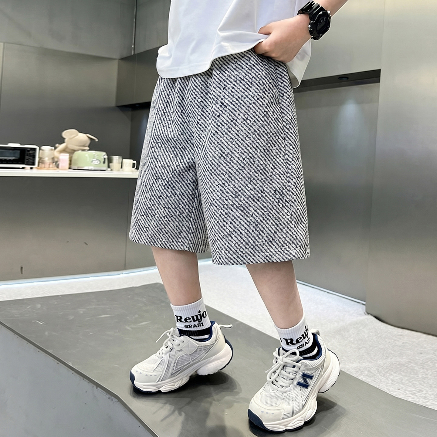 五分裤棉混工装裤短裤本色裤子潮