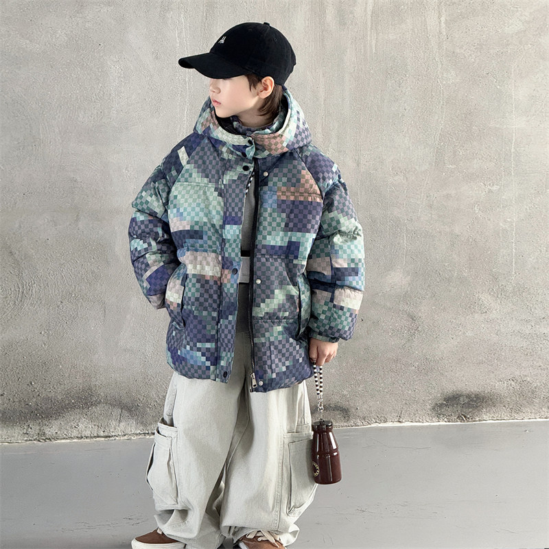 男童加厚秋冬季格子棉服外套保暖