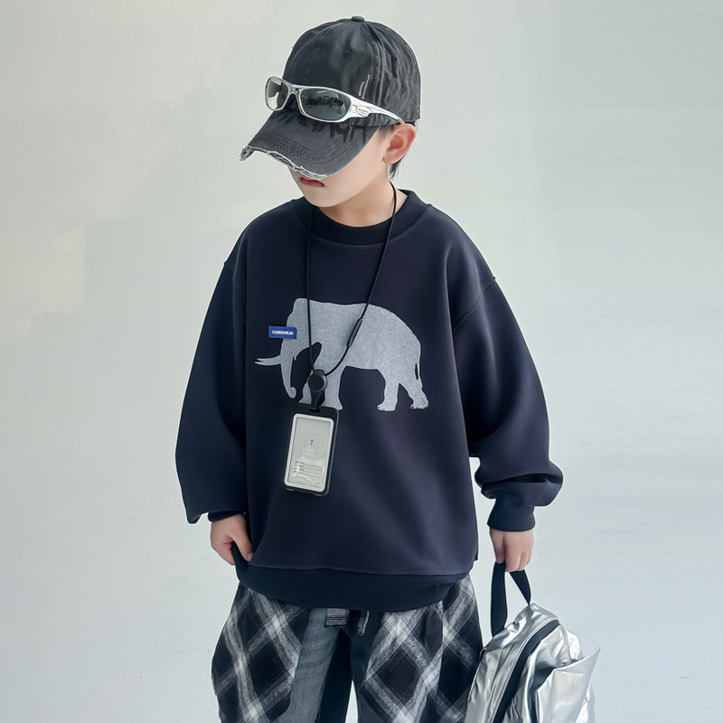 儿春秋季卫衣中大童春秋款打底衫宽松2026新款痞帅男童春季上衣潮