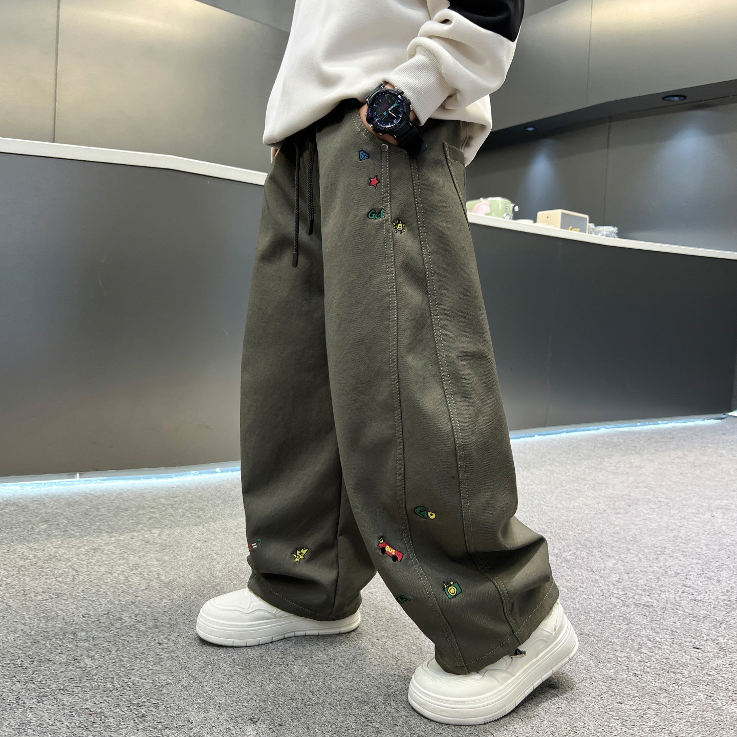 长裤其他休闲裤男童刺绣长裤宽松