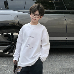 男童白色打底衫秋冬款2025新款洋气儿童装中大童冬季内搭男孩上衣