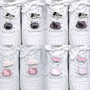 可爱卡通KT猫咪小鱼鞋带扣鞋子上面的装饰品帆布鞋配件鞋带配饰
