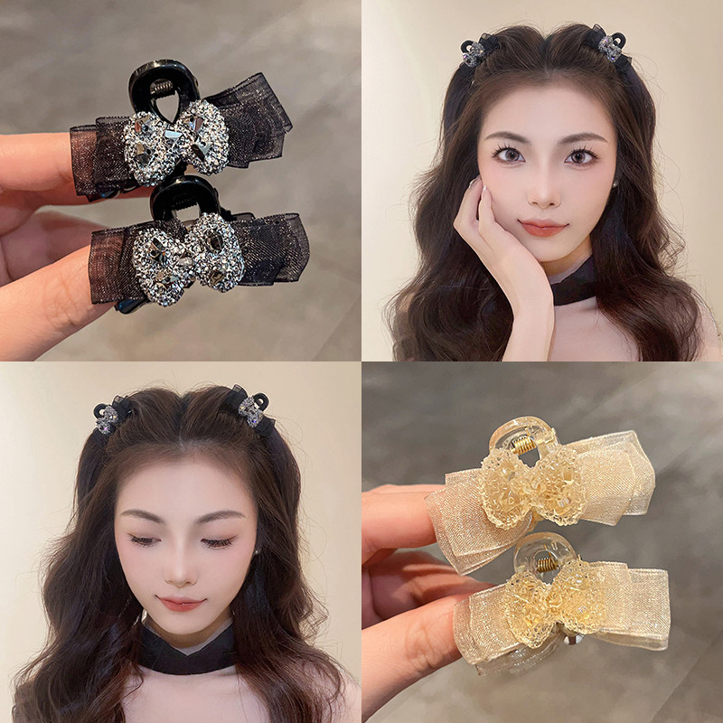 高级感网纱水钻迷你小抓夹女2024新款刘海碎发夹子公主头发卡头饰
