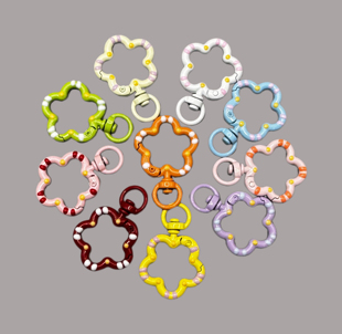 烤漆合金糖果色360度活动五瓣花甜甜圈diy钥匙扣包包挂扣个性百搭