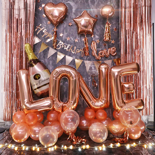 love布置气球生日派对情人节纪念日告白表白订婚酒店场景装饰氛围