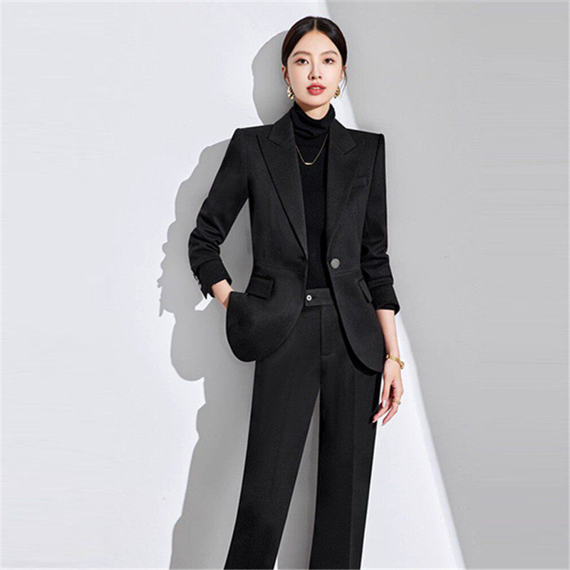 黑色高级感职业西装套装女长袖气质通勤商务风工作服