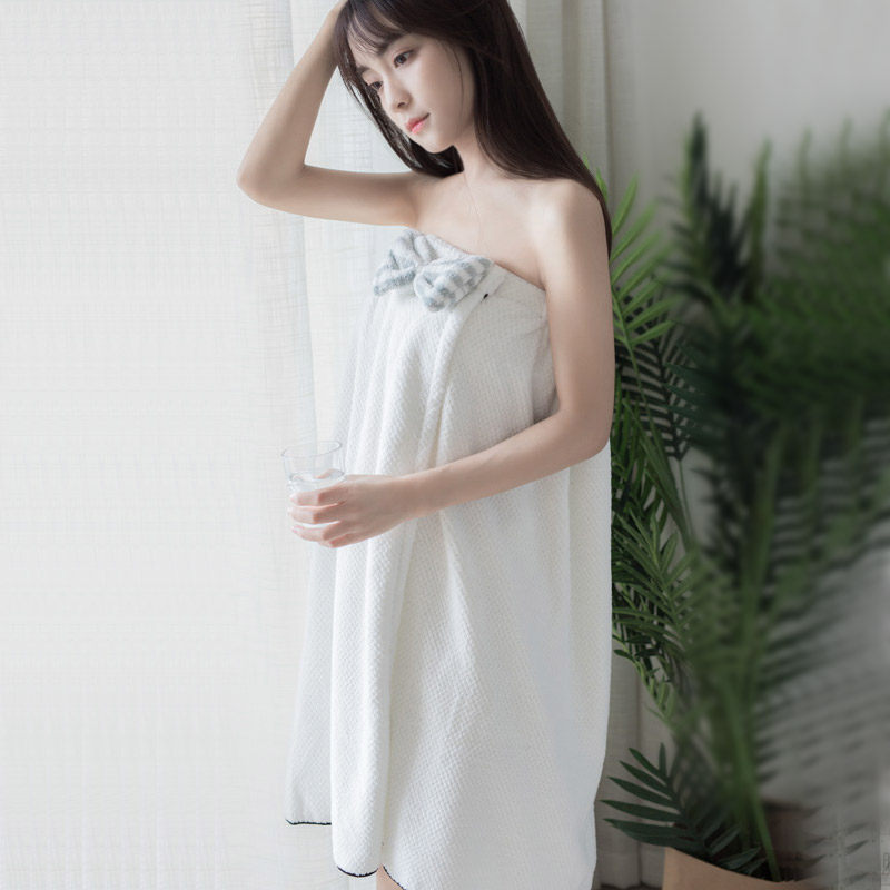 出口日本浴裙加大柔软汗蒸服可爱抹胸浴袍可穿吸水不掉毛浴巾女