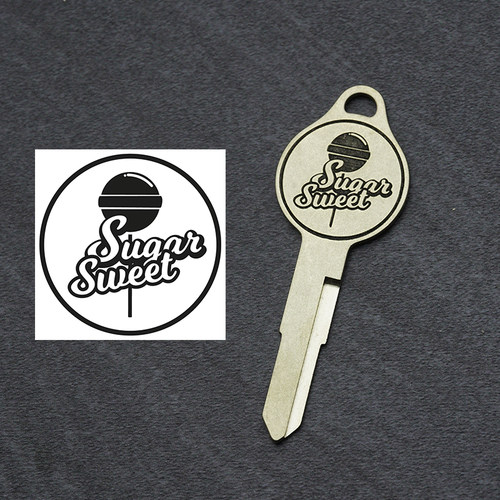 Luckey复古纯铜一体摩托车钥匙胚定制图案专拍