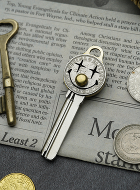 【Luckey手作】万嘉保德安创意纯铜复古防盗门钥匙胚