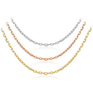 18K金项链女款 K金彩金玫瑰金AU750素链可调节十字链定制粗锁骨链