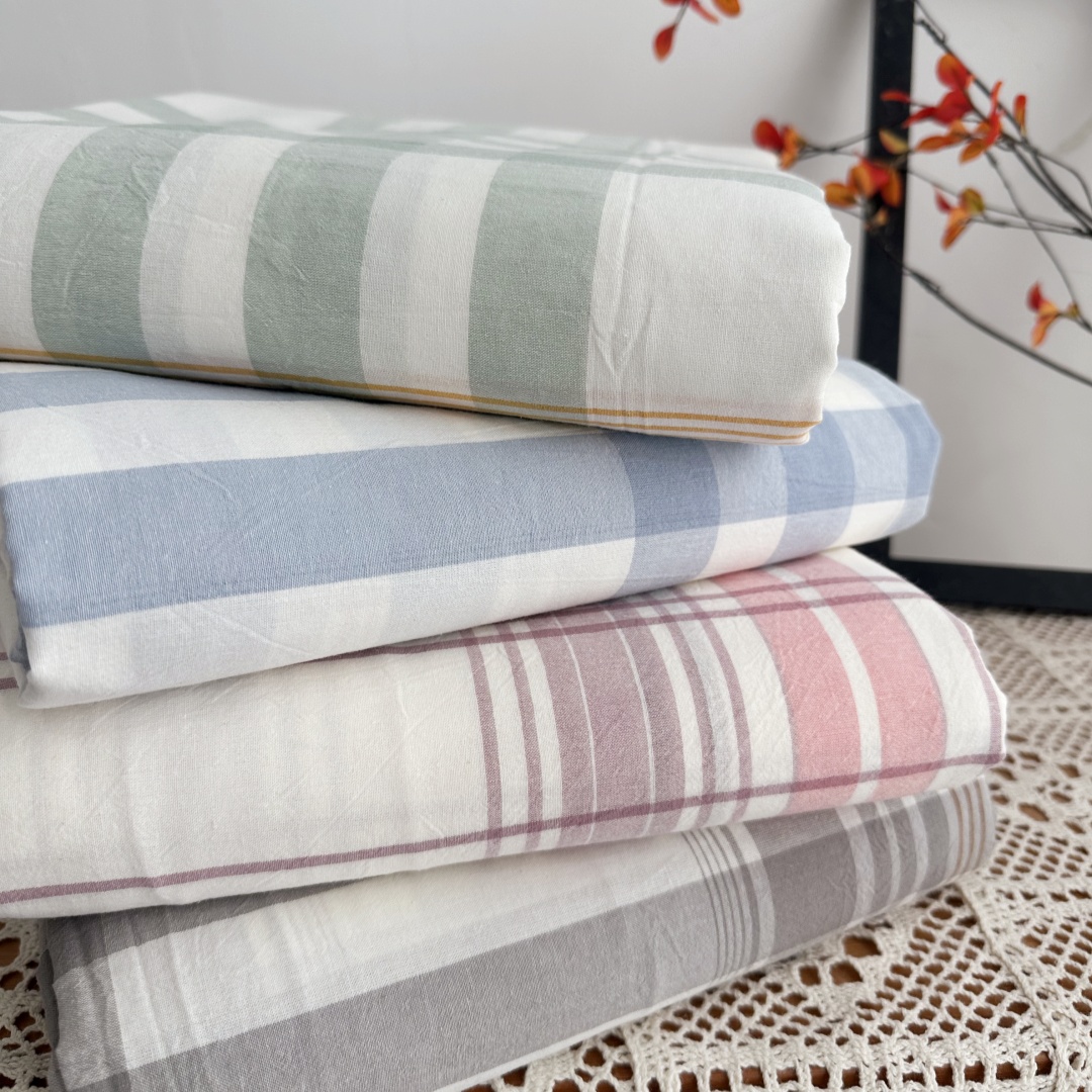 条纹全棉水洗棉学生宿舍三件套