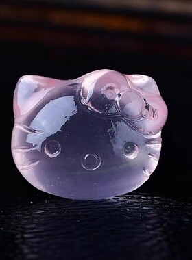 天然水晶粉水晶小猪小兔子配件水晶手链配饰天然水晶