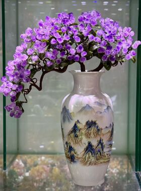 ]新做一起天然大颗粒原矿紫晶迎客松水晶树摆件！花开富贵