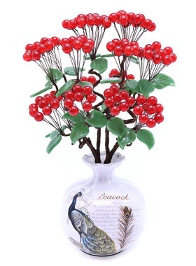 天染然红玉髓红果硕果累累摇钱树！ 花开富贵，招财纳福！