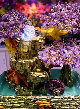 天然水晶休闲水车风水树摆件，净化保湿空气 新做一批风水树