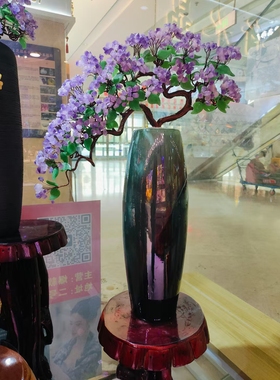 新做一批天然原矿大颗粒紫晶迎客松招财摆件！紫气东来！ 尺