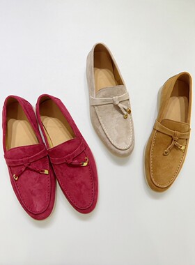 2025早春新款真皮羊绒低跟一脚蹬乐福鞋女豆豆鞋单鞋休闲鞋女鞋