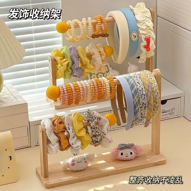 桌面木质首饰挂架 发箍头绳收纳神器 手串手链饰品陈列展示架