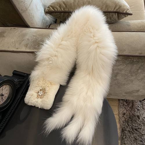 艾诺克冬季双面韩版女狐狸毛围巾