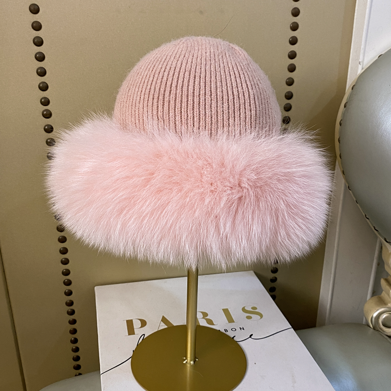 帽子逛街可爱女冬季狐狸毛保暖