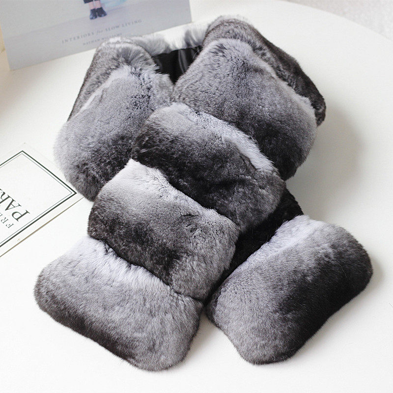 超大青紫蓝龙猫围巾女冬季保暖女士奢华高档栗鼠毛领真毛皮草披肩