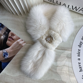 狐狸毛围巾獭兔毛韩国围脖精致小香新款 包包珍珠皮草围脖真毛 冬季