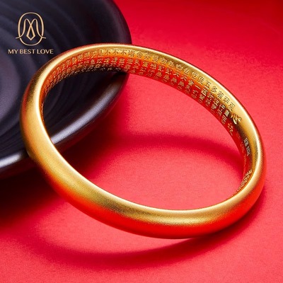 999足金手镯金包银 黄金莲花心境威微空古法女手镯送妈妈节