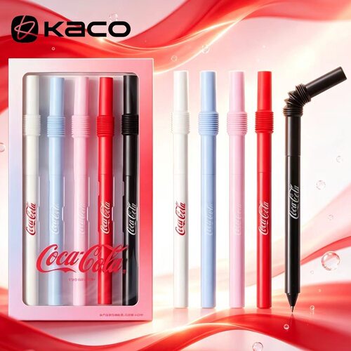 KACO可口可乐联名STRO吸管造型中性笔0.5mm黑色旋转出芯书写顺滑