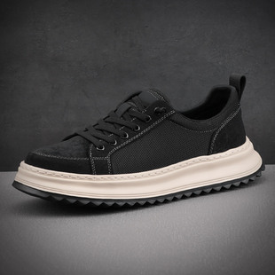男鞋2026春款新款潮鞋网面一脚蹬透气休闲鞋男士百搭轻便厚底板鞋