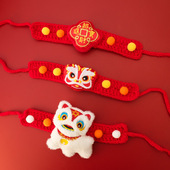 宠物新年毛线钩针项圈春节猫咪狗项链红色装 饰品无声保暖秋冬过年