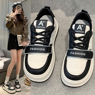 子运动休闲增高老爹白球鞋 2024小白鞋 厚底松糕女鞋 春秋季 圆头 女款