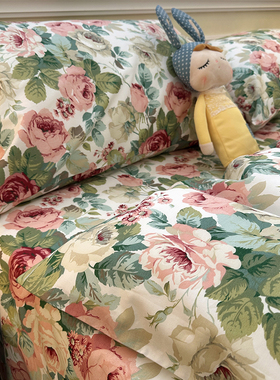 浪漫花舞田园纯棉床单单件100%全棉宿舍被单双人床笠被套三四件套