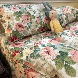 浪漫花舞田园纯棉床单单件100%全棉宿舍被单双人床笠被套三四件套