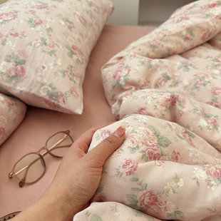 莫奈花园超柔双层纱纯棉纱布床单床上用品床笠被套三四件套可定制